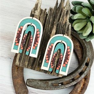 Sonoran Desert Turquoise Wood Earrings
